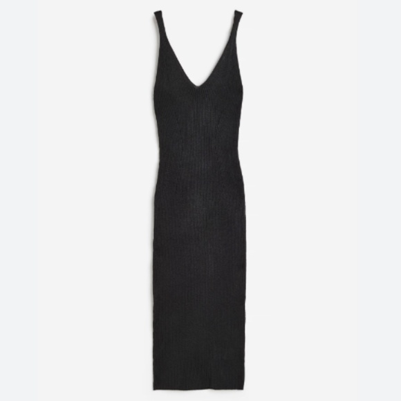 H&M Divided NWT Black Ribbed  V Neck Strappy  Bodycon Sheath Dress SZ M - Picture 2 of 9